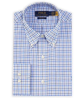 Polo Ralph Lauren Custom Fit Stretch Button-Down Collar Plaid Poplin Dress Shirt