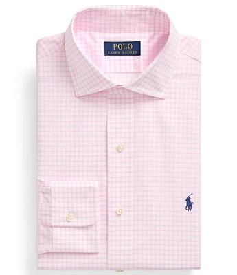 Polo Ralph Lauren Custom Fit Stretch Spread Collar Gingham Poplin Dress Shirt