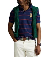 Polo Ralph Lauren Custom Slim Fit Bear Mesh Stripe Short Sleeve Polo Shirt