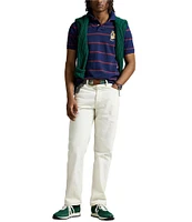 Polo Ralph Lauren Custom Slim Fit Bear Mesh Stripe Short Sleeve Polo Shirt
