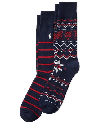 Polo Ralph Lauren Downhill Skier Fair isle Slack Crew Socks 2-Pack