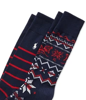 Polo Ralph Lauren Downhill Skier Fair isle Slack Crew Socks 2-Pack