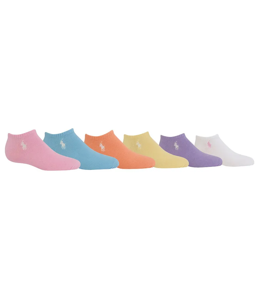 Polo Ralph Lauren Little/Big Girls 2-11 Flat Knit Pastel Low-Cut Socks 6-Pack