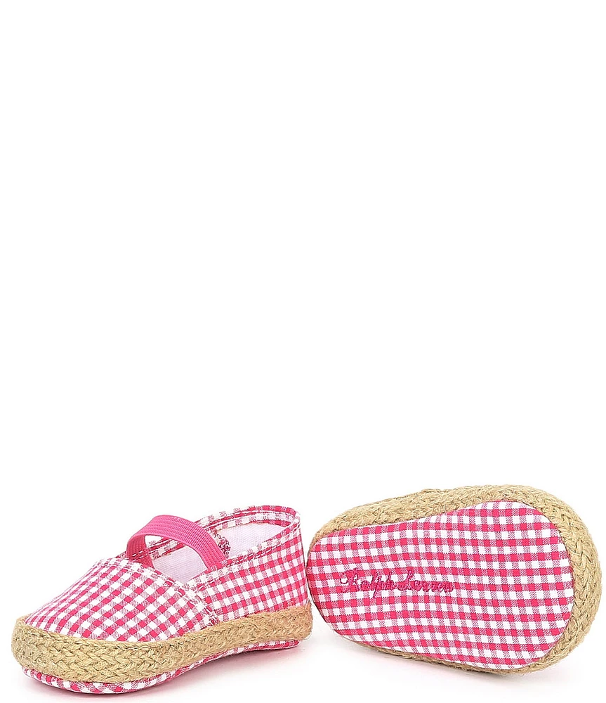 Polo Ralph Lauren Girls' Bowman Gingham Espadrille Crib Shoes (Infant)