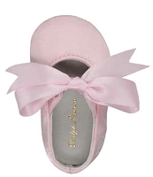 Polo Ralph Lauren Girls' Briley Satin Ballet Crib Shoes (Infant)