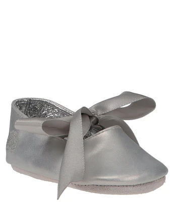 Polo Ralph Lauren Girls' Briley Satin Bow Ballet Crib Shoes (Infant)