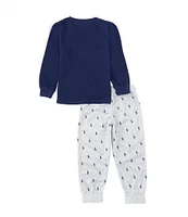 Polo Ralph Lauren Little Boys 2T-4T Long Sleeve T-Shirt & Printed Jogger Pajama Set