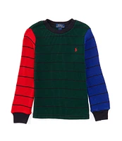 Polo Ralph Lauren Little Boys 2T-7 Long-Sleeve Color Block/Stripe Waffle-Knit T-Shirt