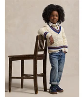 Polo Ralph Lauren Little Boys 2T-7 Long Sleeve Iconic Cricket Sweater