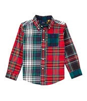 Polo Ralph Lauren Little Boys 2T-7 Long-Sleeve Mixed-Media-Plaid Poplin Fun Shirt