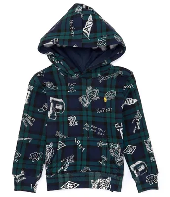 Polo Ralph Lauren Little Boys 2T-7 Long Sleeve Plaid Graphic Fleece Hoodie