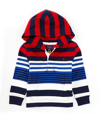 Polo Ralph Lauren Little Boys 2T-7 Long Sleeve Striped Hooded Rugby Shirt