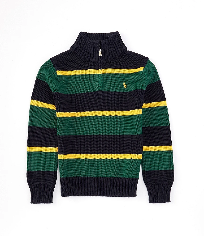 Polo Ralph Lauren Little Boys 2T-7 Long Sleeve Striped Quarter-Zip Sweater