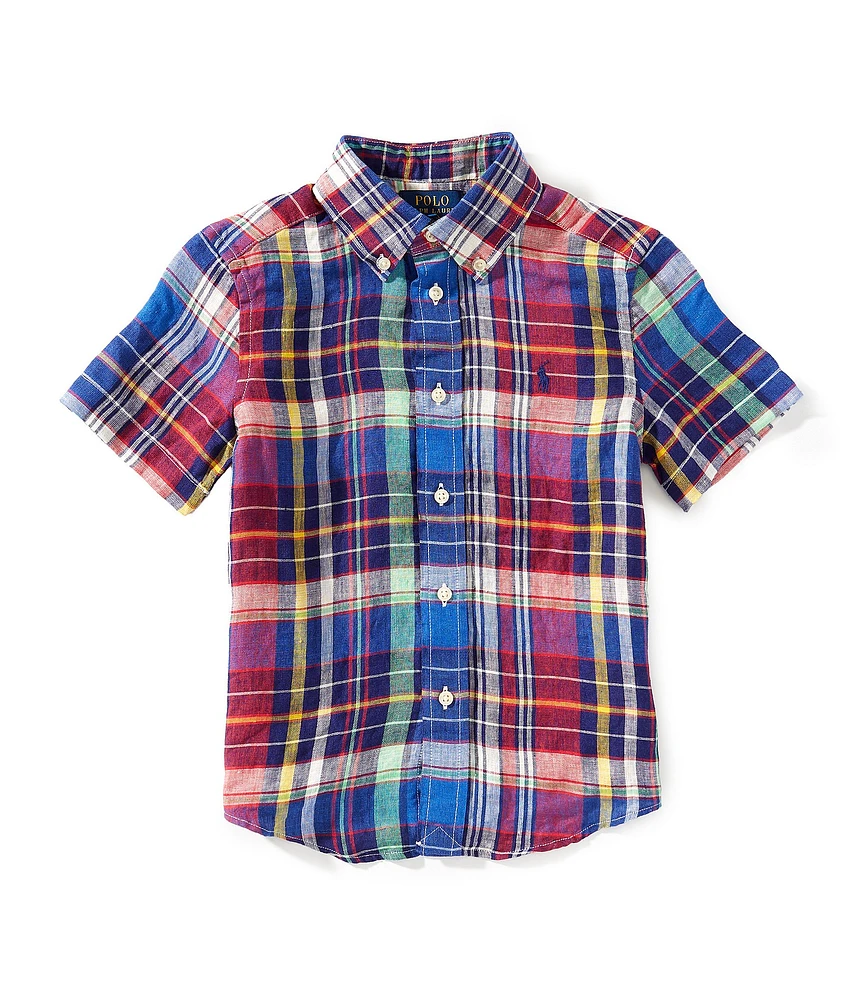 Polo Ralph Lauren Little Boys 2T-7 Short Sleeve Plaid Linen Shirt