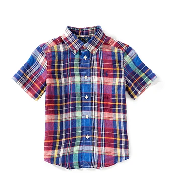 Polo Ralph Lauren Little Boys 2T-7 Short Sleeve Plaid Linen Shirt