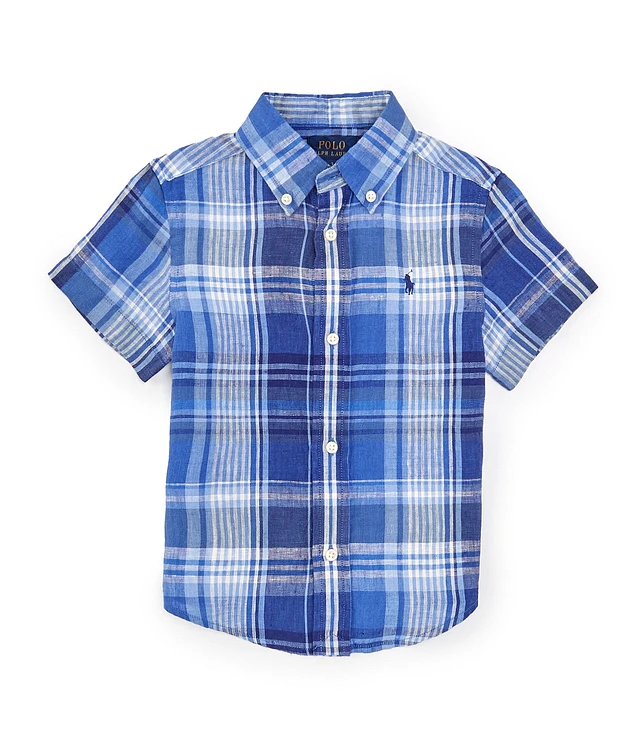 Polo Ralph Lauren Little Boys 2T-7 Short Sleeve Plaid Linen Shirt | Liberty Center Polo Ralph Lauren Little Boys 2T-7 Short Sleeve Plaid Linen Shirt | Liberty Center