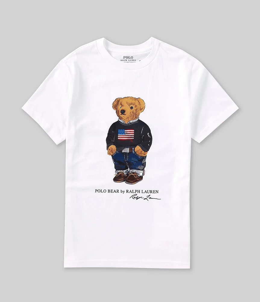 Polo Ralph Lauren Little Boys 2T-7 Short Sleeve U.S. Flag Polo Bear Graphic Jersey T-Shirt