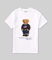 Polo Ralph Lauren Little Boys 2T-7 Short Sleeve U.S. Flag Polo Bear Graphic Jersey T-Shirt