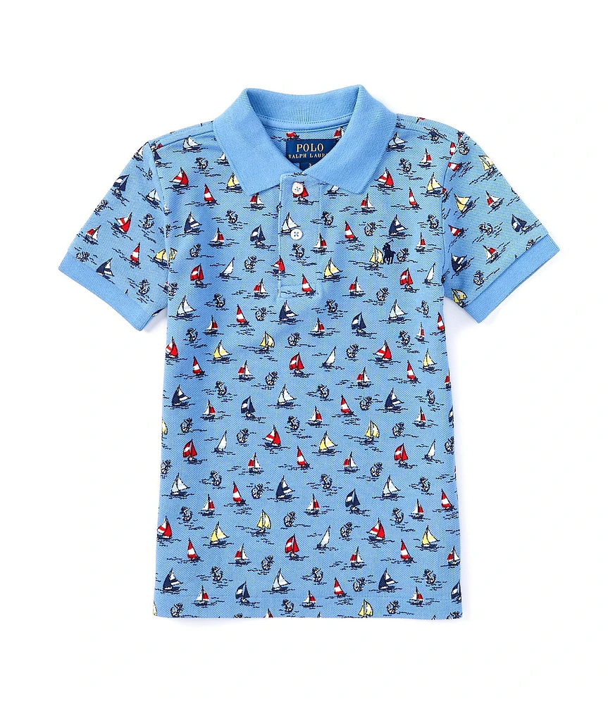 Polo Ralph Lauren Little Boys 2T-7 Short Sleeve Sailboat Print Mesh Polo Shirt