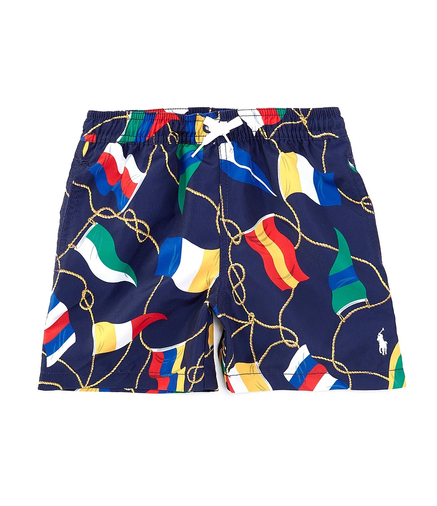 Polo Ralph Lauren Little Boys 2T-7 Traveler Signal Flagged Tossed Print Swim Trunks