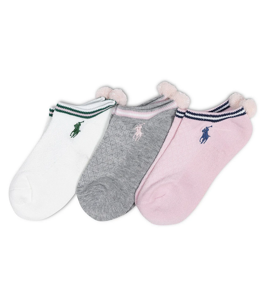 Polo Ralph Lauren Little Girls 2T-11 Maid Stone Pom Pom Low Cut 3-Pack Socks