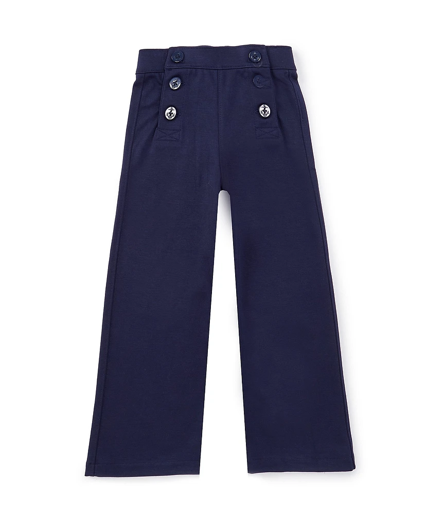 Polo Ralph Lauren Little Girls 2T-6X Buttoned Wide-Leg Ponte Pants