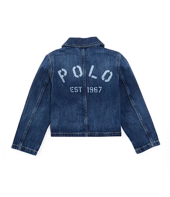 Polo Ralph Lauren Little Girls 2T-6X Long Sleeve Logo-Detailed Boxy Denim Jacket