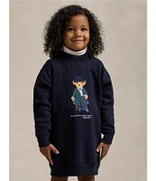 Polo Ralph Lauren Little Girls 2T-6X Long Sleeve Polo Bear Fleece Sweatshirt Dress