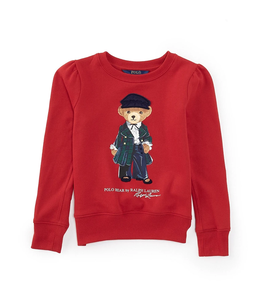 Polo Ralph Lauren Little Girls 2T-6X Long Sleeve Polo Bear Graphic Fleece Sweatshirt