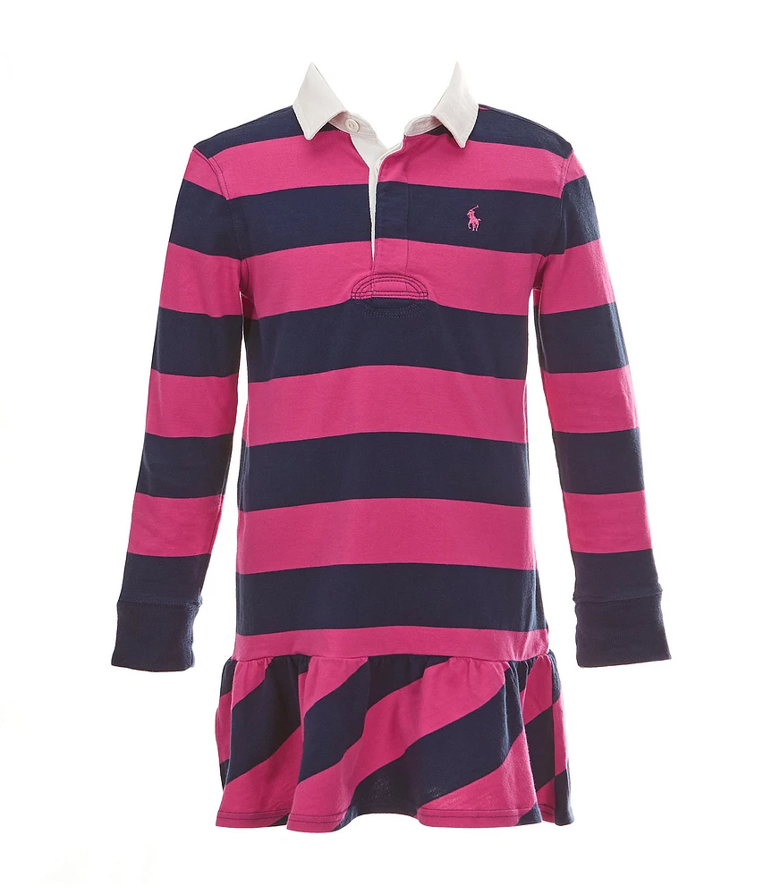 Polo Ralph Lauren Little Girls 2T-6X Long-Sleeve Striped Jersey Rugby Dress