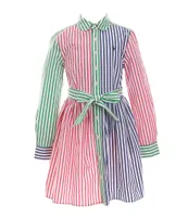 Polo Ralph Lauren Little Girls 2T-6X Long Sleeve Striped Poplin Fun Shirtdress