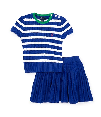 Polo Ralph Lauren Little Girls 2T-6X Long-Sleeve Striped Sweater & Matching Skirt Set