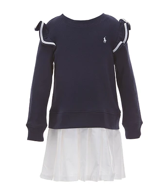 Polo Ralph Lauren Little Girls 2T-6X Long Sleeve Terry Bodice/Woven Skirt Dress