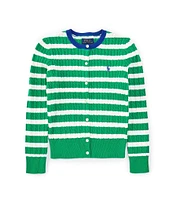 Polo Ralph Lauren Little Girls 2T-6X Puffed-Sleeve Striped Mini-Cable Cardigan