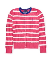 Polo Ralph Lauren Little Girls 2T-6X Puffed-Sleeve Striped Mini-Cable Cardigan