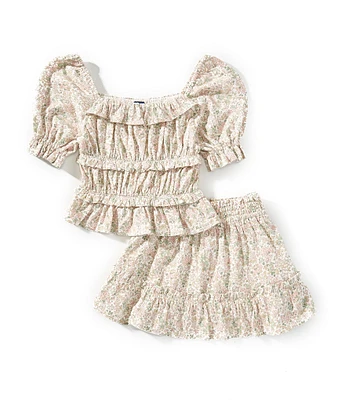 Polo Ralph Lauren Little Girls Short-Sleeve Floral Jersey Top & Matching Skirt Set