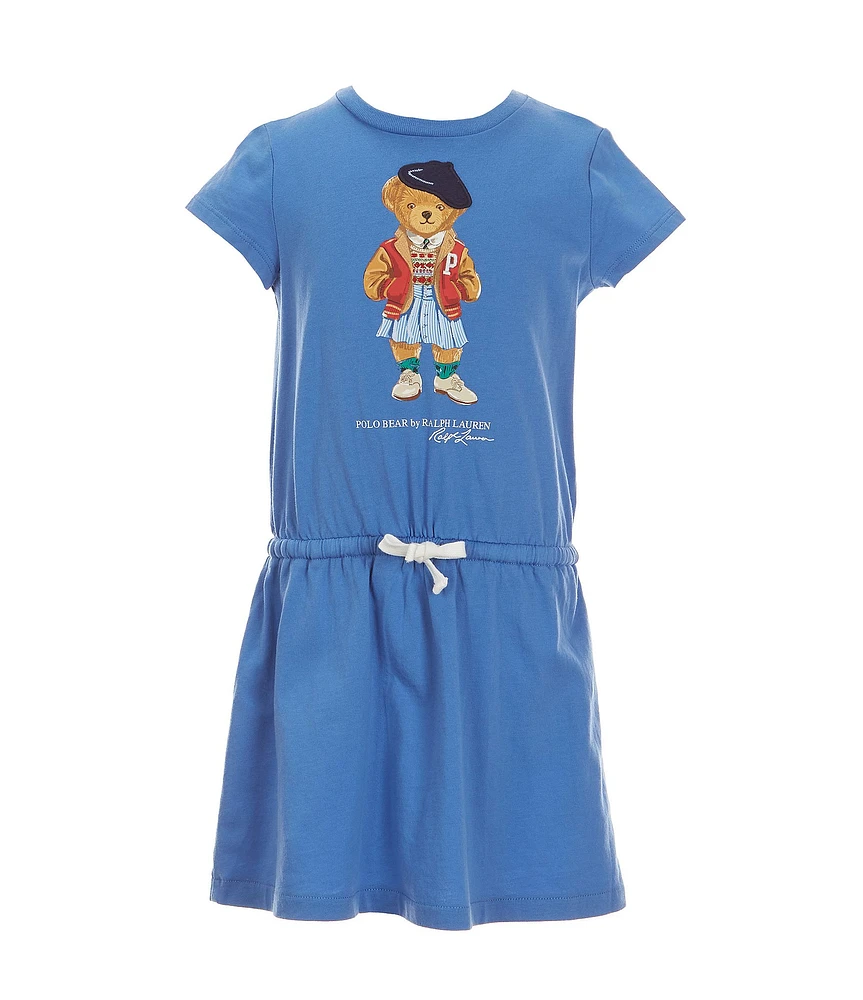 Polo Ralph Lauren Little Girls 2T-6X Short-Sleeve Polo Bear Drop-Waist Jersey Dress