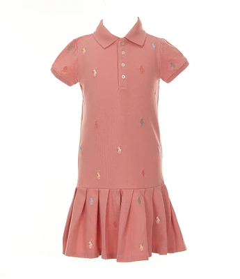 Polo Ralph Lauren Little Girls Short-Sleeve Polo Pony Stretch Mesh Drop-Waist Dress