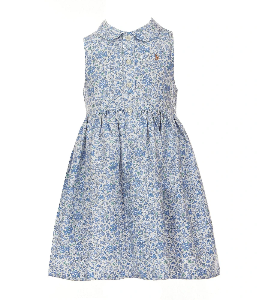 Polo Ralph Lauren Little Girls Sleeveless Floral Empire-Waist Oxford Shirtdress