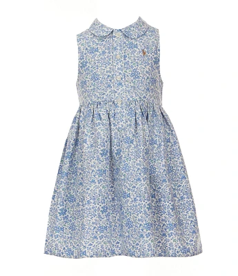 Polo Ralph Lauren Little Girls Sleeveless Floral Empire-Waist Oxford Shirtdress