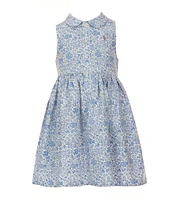 Polo Ralph Lauren Little Girls Sleeveless Floral Empire-Waist Oxford Shirtdress