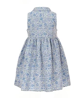 Polo Ralph Lauren Little Girls Sleeveless Floral Empire-Waist Oxford Shirtdress