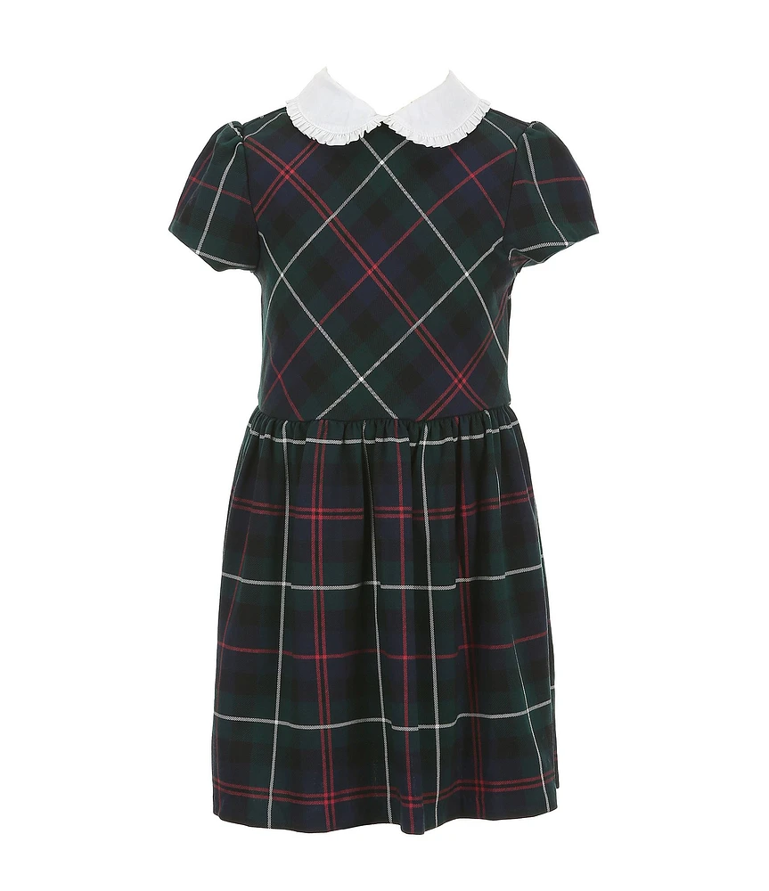 Polo Ralph Lauren Little Girls 2T-6X Short Sleeve Plaid Ponte Fit-And-Flare Dress