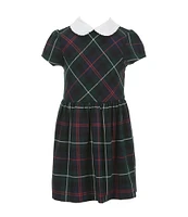 Polo Ralph Lauren Little Girls 2T-6X Short Sleeve Plaid Ponte Fit-And-Flare Dress