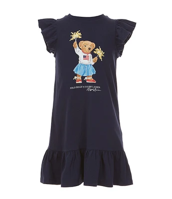 Polo Ralph Lauren Little Girls 2T-6X Sparkler Polo Bear Cotton Jersey Dress