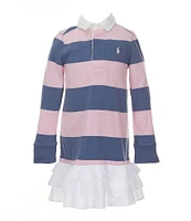Polo Ralph Lauren Little Girls Striped Rugby Drop-Waist Jersey Dress