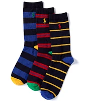 Polo Ralph Lauren Little/Big Boys 4-11 Multi-Stripe Crew Length Sock 3-Pack