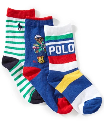 Polo Ralph Lauren Little/Big Boys Spring Bear 3-Pack Crew Socks