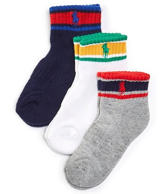 Polo Ralph Lauren Little/Big Boys 4-11 Striped Quarter Length Sock 3-Pack