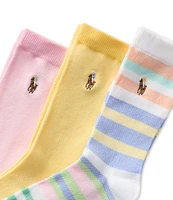 Polo Ralph Lauren Little/Big Girls 4-11 Oxford Stripe/Solid Sock 3-Pack
